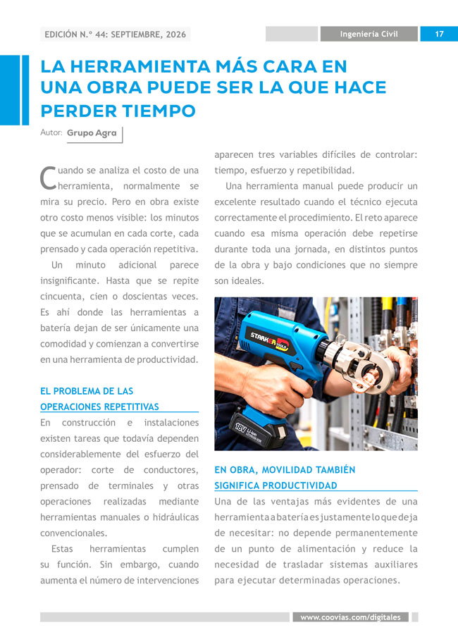 Construyendo Obras & Vías - La herramienta más cara en una obra puede ser la que hace perder tiempo
