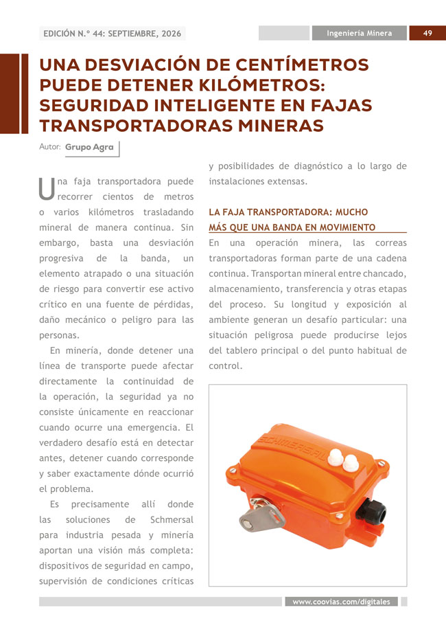 Construyendo Obras & Vías - Una desviación de centímetros puede detener kilómetros: Seguridad inteligente en fajas transportadoras mineras
