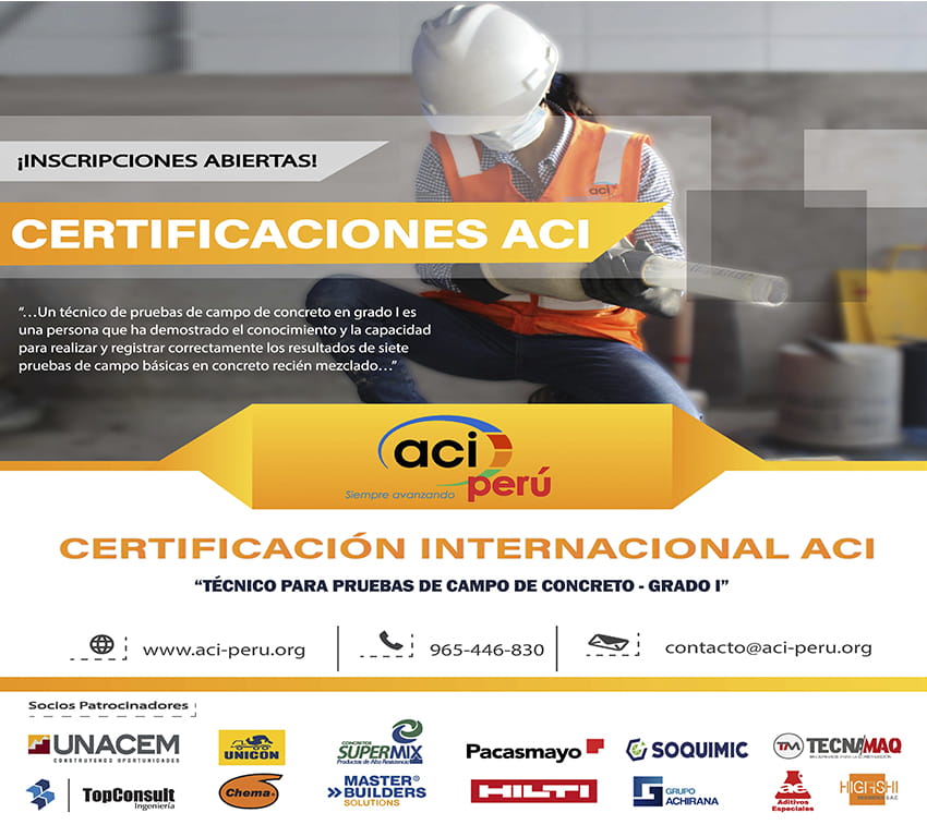 4° Programa de Certificación Internacional ACI como “Técnico en pruebas de concreto en campo – Grado I”