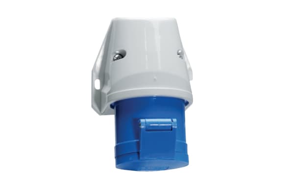 11765: TOMA VISIBLE IP 44 (16A 2P+T 250V AZUL 6H IP44)