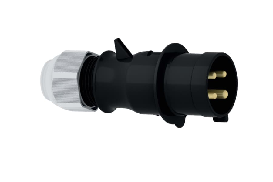 21018-TLS: ENCHUFE AÉREO IP44 (32A 3P+T 500V NEGRO 7H IP44 MULTI-GRIP)