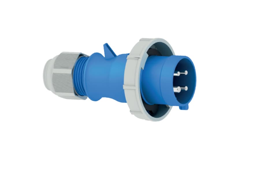 210600: ENCHUFE AEREO IP67 (32A 3P+T 250V AZUL 9H IP67 MULTI-GRIP)