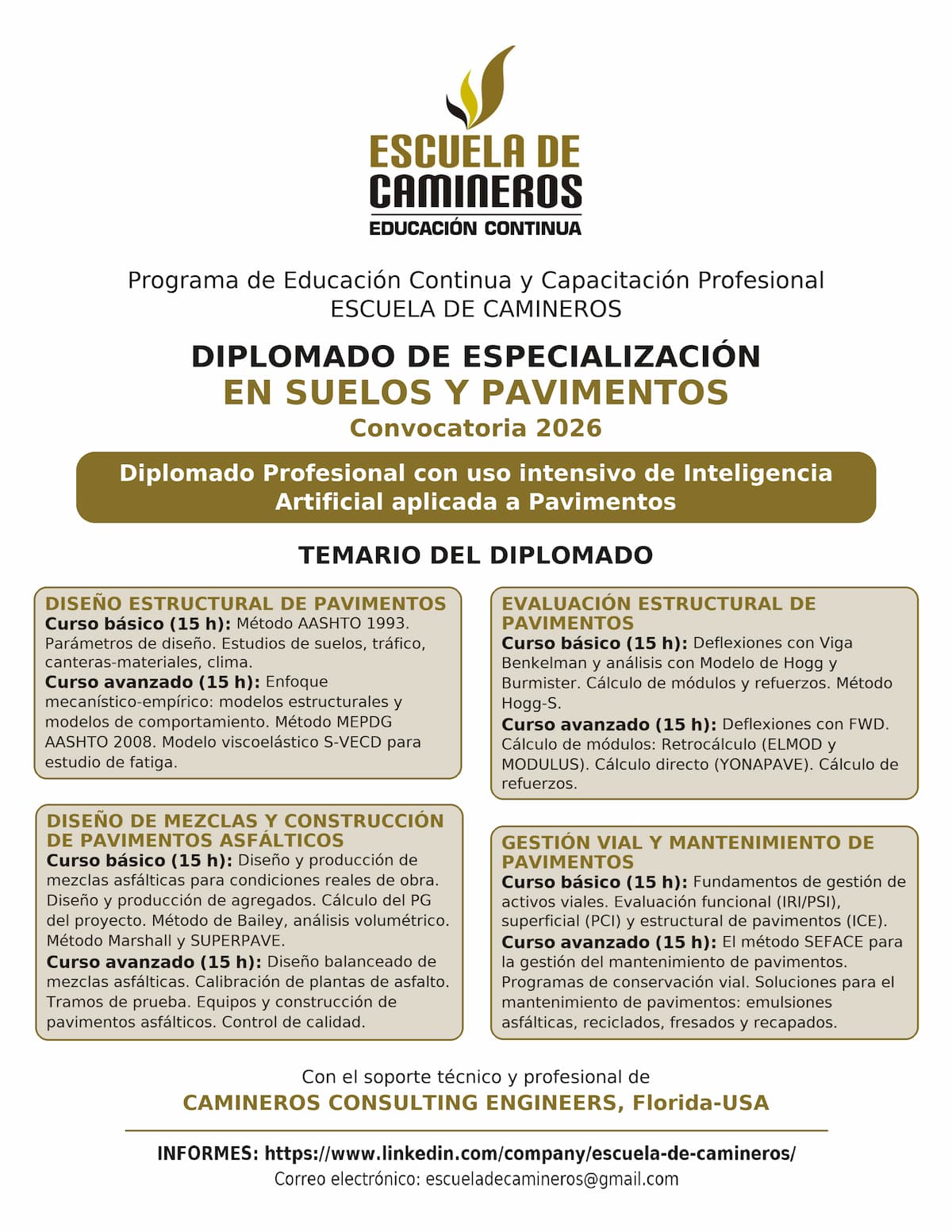 Diplomado de Especialización en Suelos y Pavimentos