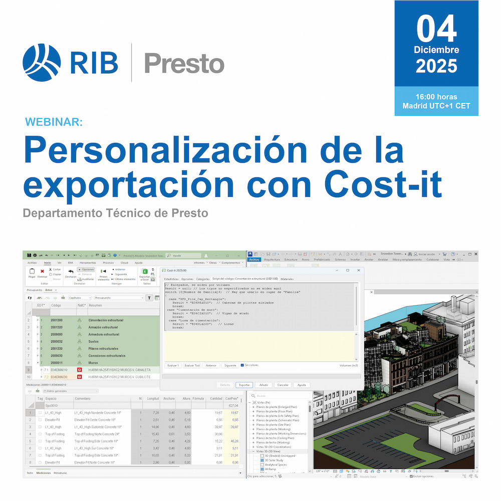 Personalización de la exportación con Cost-it