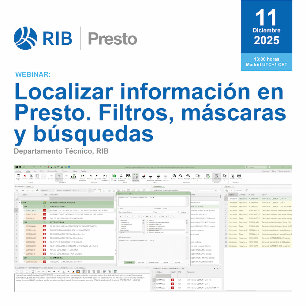 Localizar información en Presto. Filtros, máscaras y búsquedas