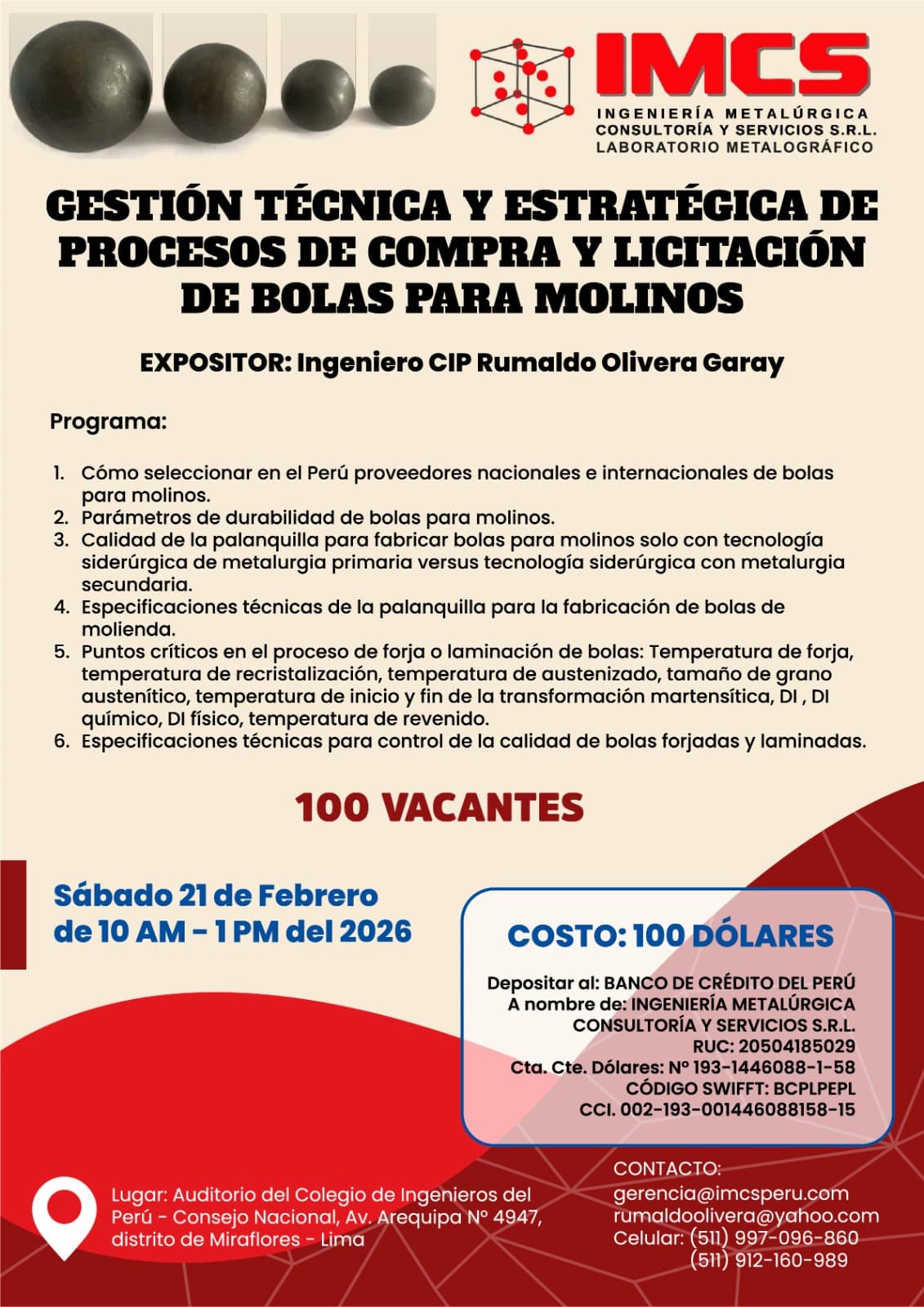 Gestión técnica y estratégica de procesos de compra y licitación de bolas para molinos