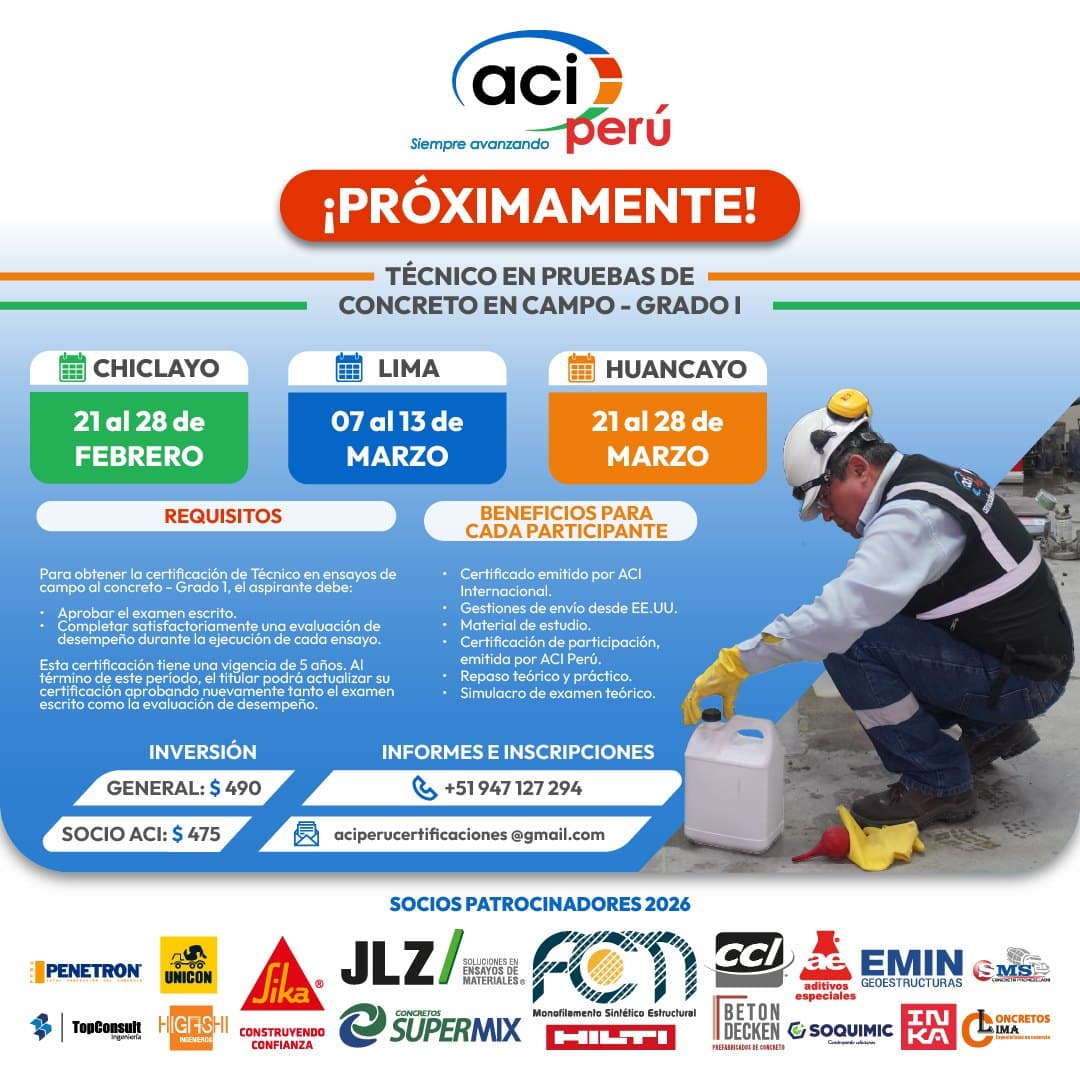 Técnico en Pruebas de Concreto en Campo – Grado I