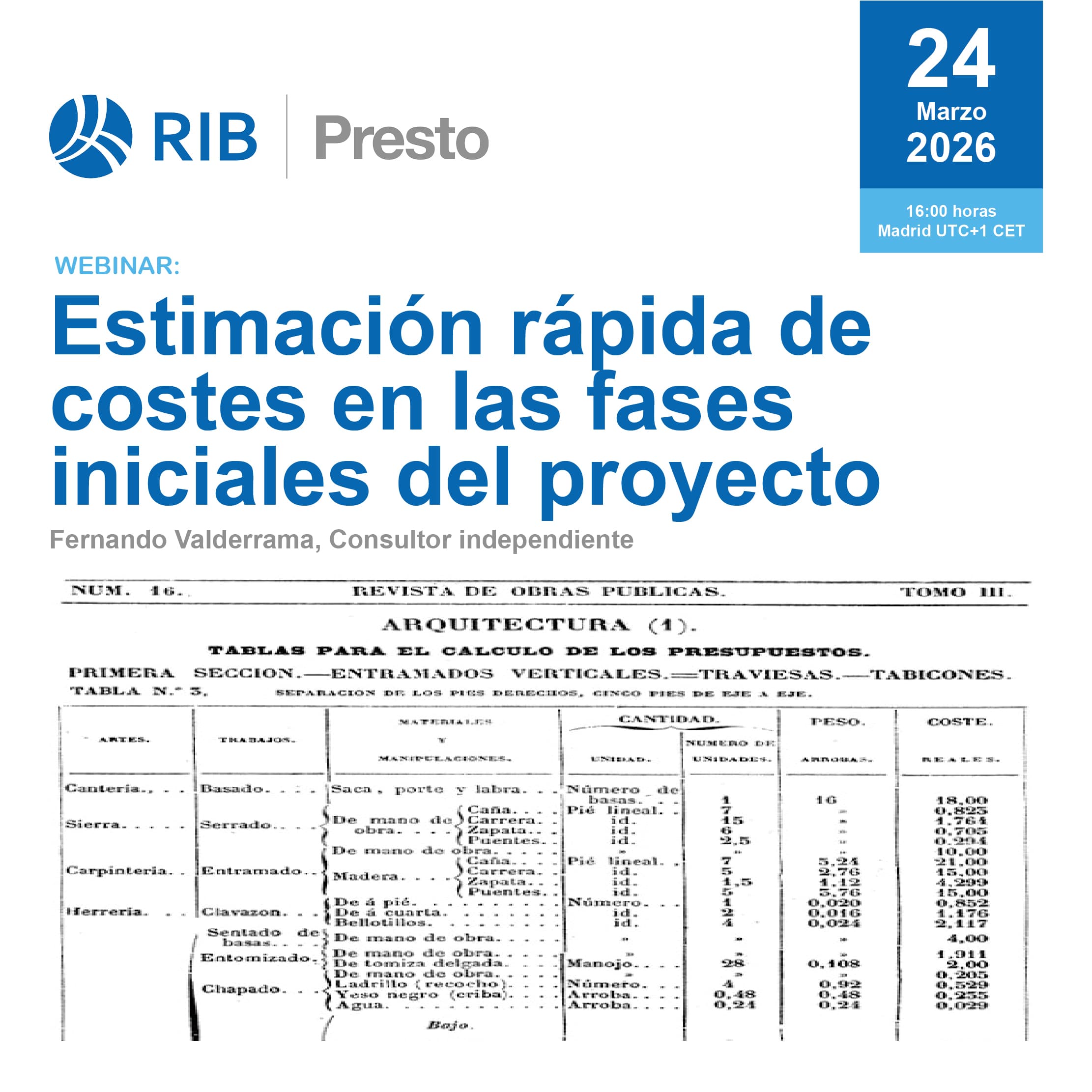 Estimación rápida de costes en las fases iniciales del proyecto